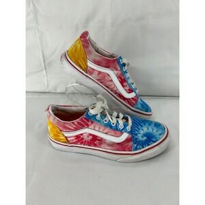 Vans Old Skool Tie Dye Block Low Top Sneakers Multicolor Teen Skate Shoes Sz 4